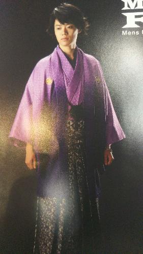 男性羽織、袴セットレンタル〔紫ラメグラデーション〕【080】